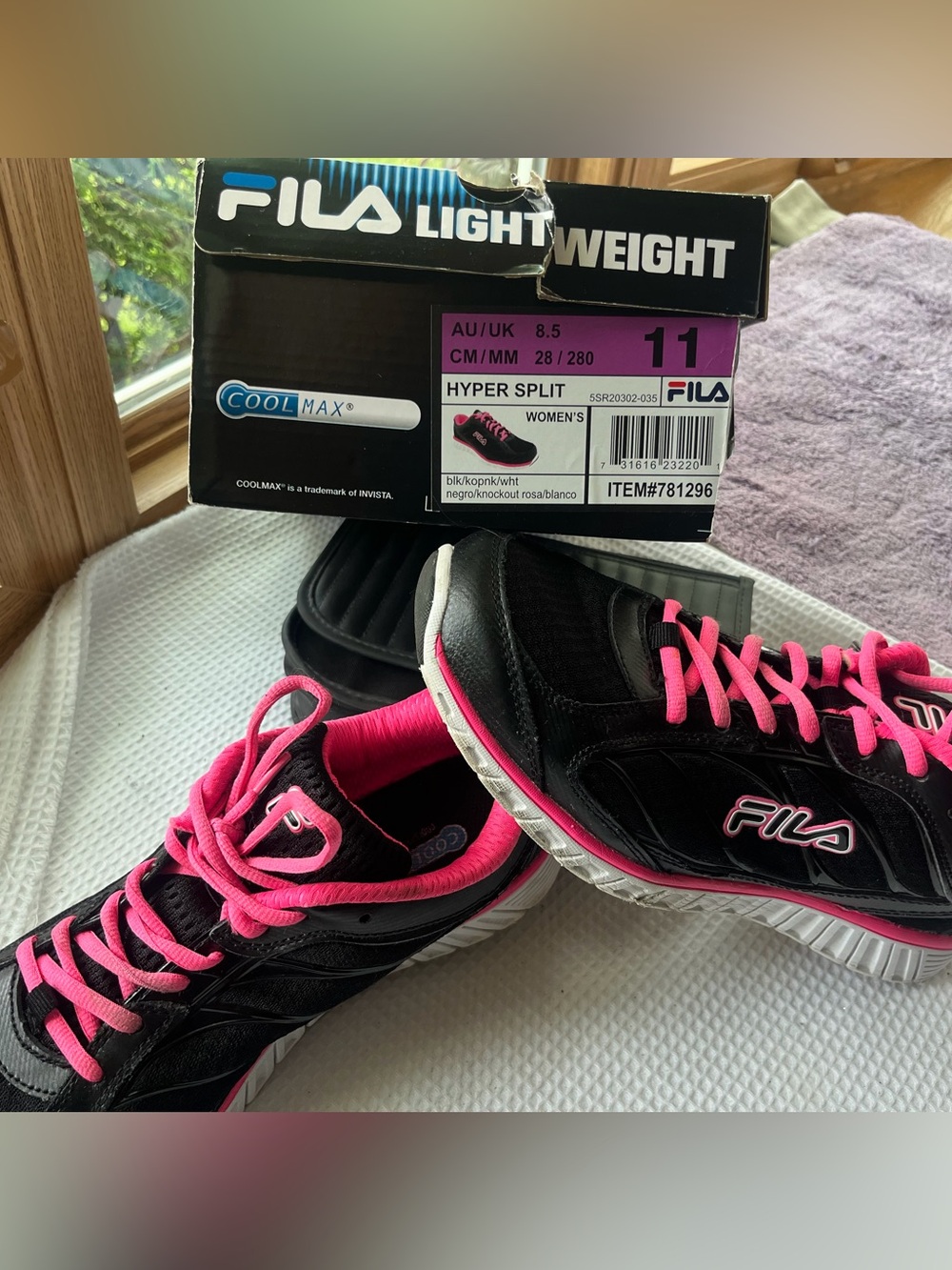 Fila Hyper Split Women's Size 11 Black Pink Lightweight Running Shoes.., Fila H